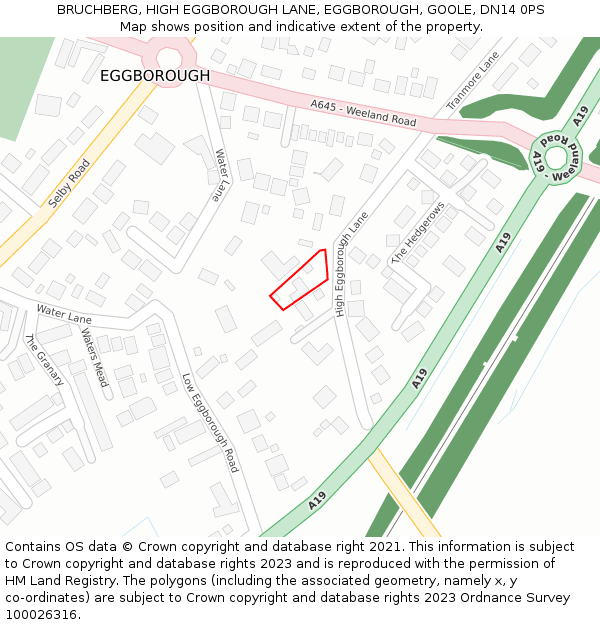 BRUCHBERG, HIGH EGGBOROUGH LANE, EGGBOROUGH, GOOLE, DN14 0PS: Location map and indicative extent of plot