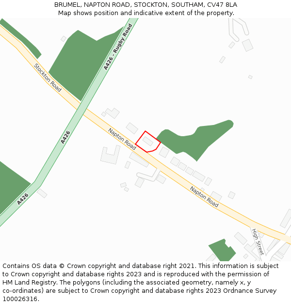 BRUMEL, NAPTON ROAD, STOCKTON, SOUTHAM, CV47 8LA: Location map and indicative extent of plot