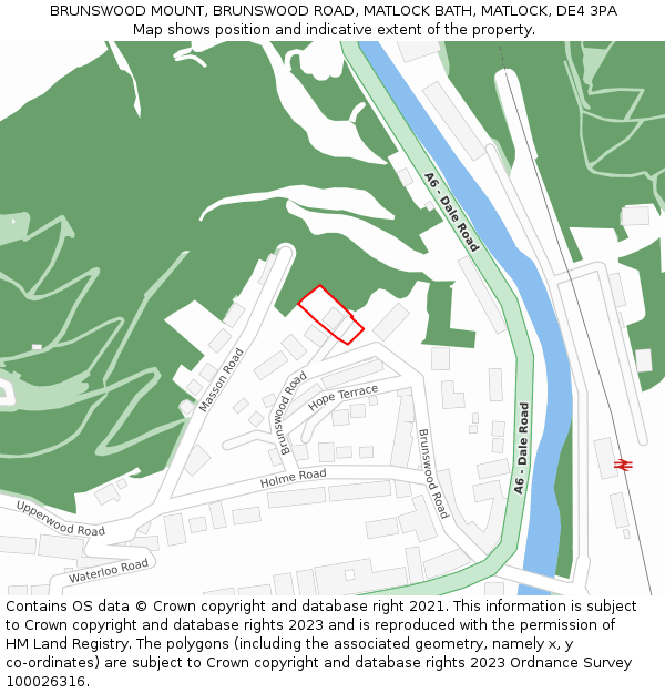 BRUNSWOOD MOUNT, BRUNSWOOD ROAD, MATLOCK BATH, MATLOCK, DE4 3PA: Location map and indicative extent of plot