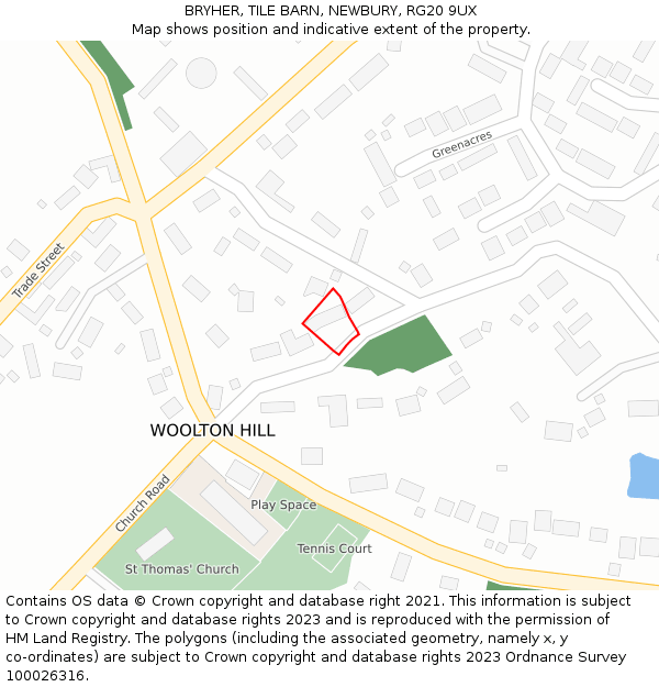 BRYHER, TILE BARN, NEWBURY, RG20 9UX: Location map and indicative extent of plot