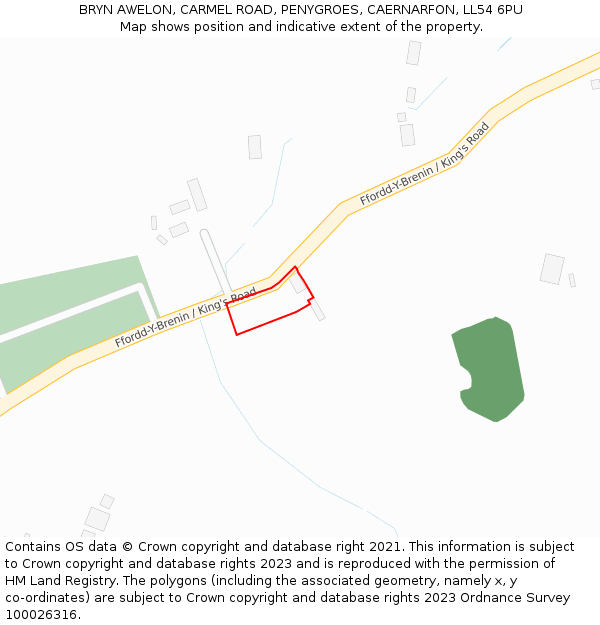 BRYN AWELON, CARMEL ROAD, PENYGROES, CAERNARFON, LL54 6PU: Location map and indicative extent of plot