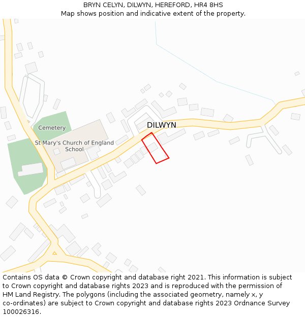 BRYN CELYN, DILWYN, HEREFORD, HR4 8HS: Location map and indicative extent of plot