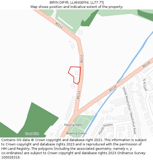 BRYN DIFYR, LLANGEFNI, LL77 7TJ: Location map and indicative extent of plot