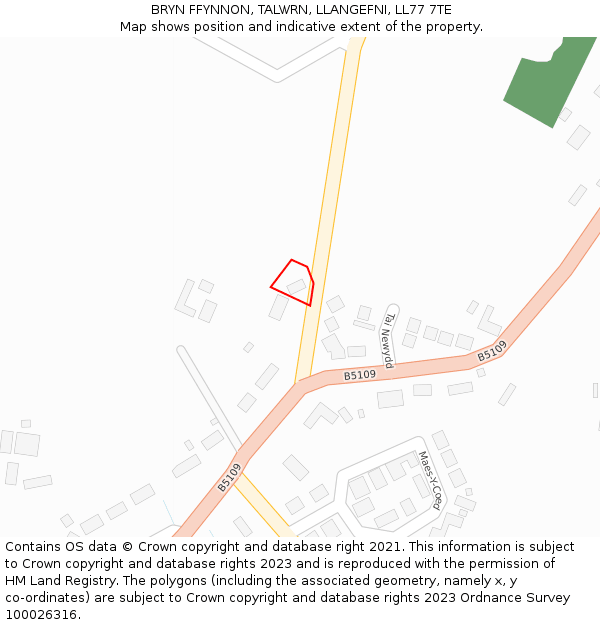 BRYN FFYNNON, TALWRN, LLANGEFNI, LL77 7TE: Location map and indicative extent of plot