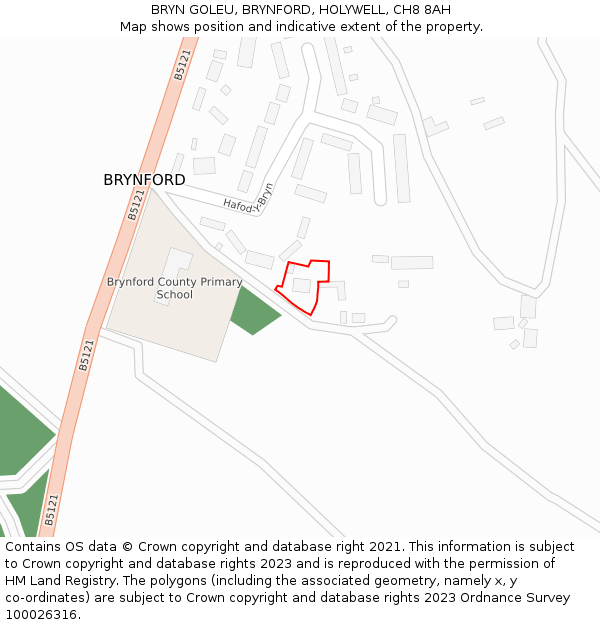 BRYN GOLEU, BRYNFORD, HOLYWELL, CH8 8AH: Location map and indicative extent of plot