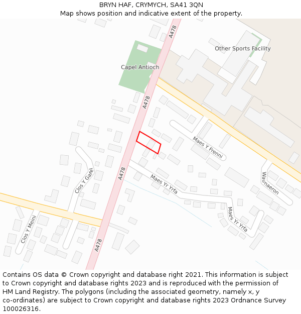 BRYN HAF, CRYMYCH, SA41 3QN: Location map and indicative extent of plot