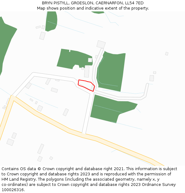 BRYN PISTYLL, GROESLON, CAERNARFON, LL54 7ED: Location map and indicative extent of plot