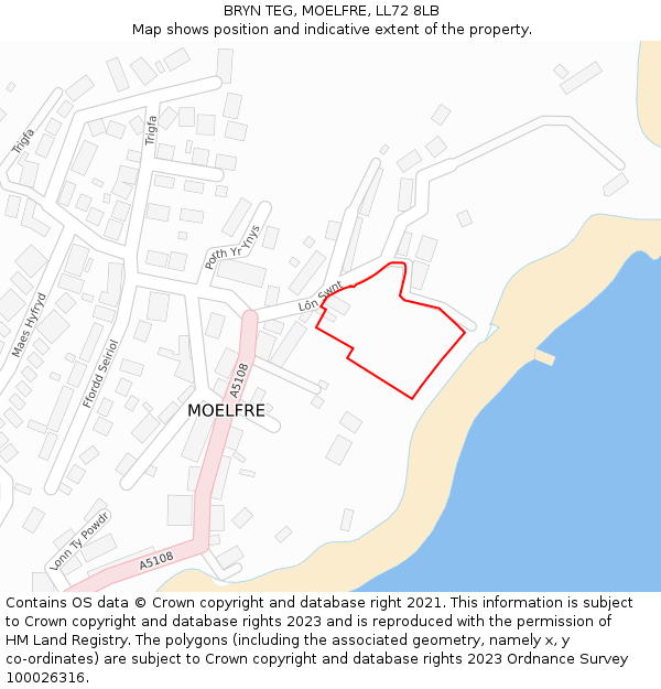 BRYN TEG, MOELFRE, LL72 8LB: Location map and indicative extent of plot