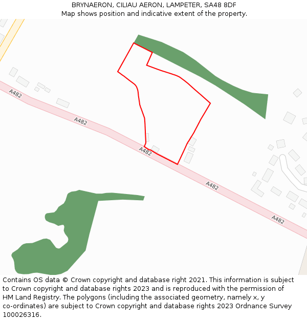 BRYNAERON, CILIAU AERON, LAMPETER, SA48 8DF: Location map and indicative extent of plot