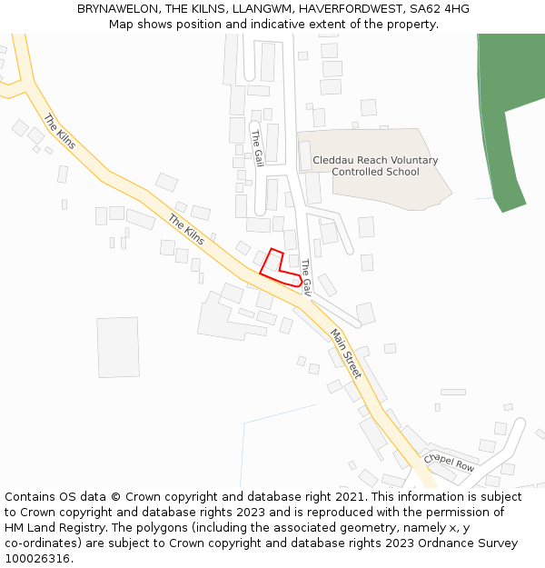 BRYNAWELON, THE KILNS, LLANGWM, HAVERFORDWEST, SA62 4HG: Location map and indicative extent of plot