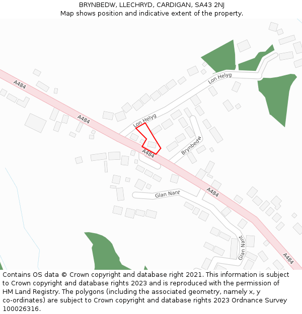 BRYNBEDW, LLECHRYD, CARDIGAN, SA43 2NJ: Location map and indicative extent of plot