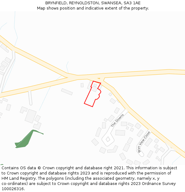 BRYNFIELD, REYNOLDSTON, SWANSEA, SA3 1AE: Location map and indicative extent of plot