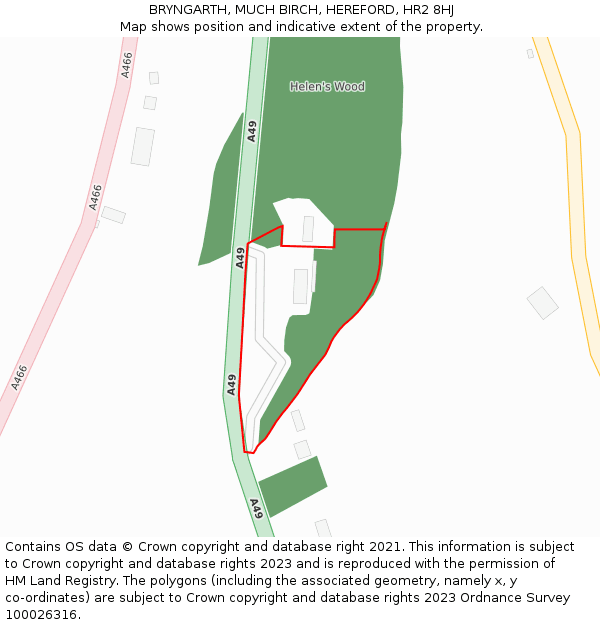 BRYNGARTH, MUCH BIRCH, HEREFORD, HR2 8HJ: Location map and indicative extent of plot