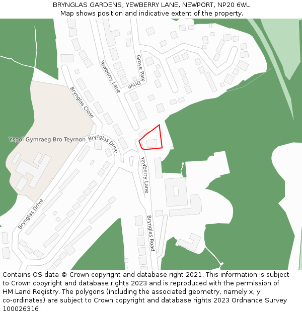 BRYNGLAS GARDENS, YEWBERRY LANE, NEWPORT, NP20 6WL: Location map and indicative extent of plot