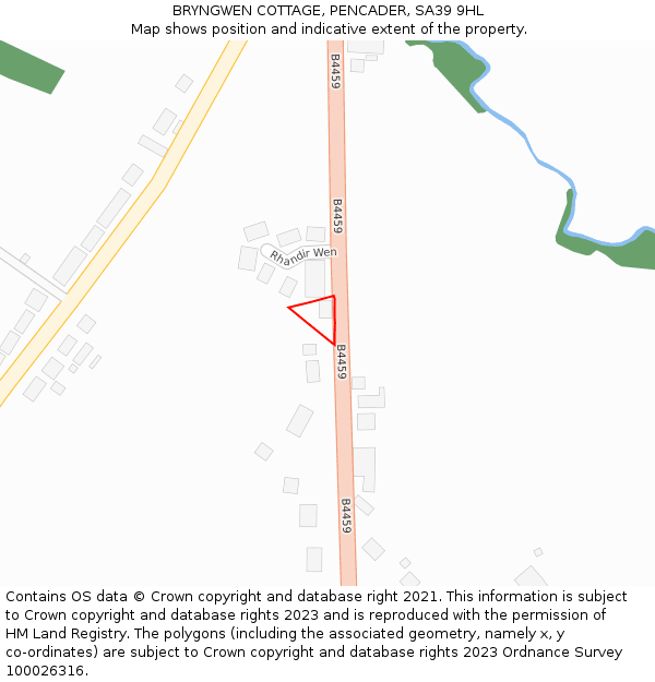 BRYNGWEN COTTAGE, PENCADER, SA39 9HL: Location map and indicative extent of plot