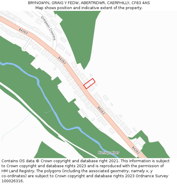 BRYNGWYN, GRAIG Y FEDW, ABERTRIDWR, CAERPHILLY, CF83 4AS: Location map and indicative extent of plot