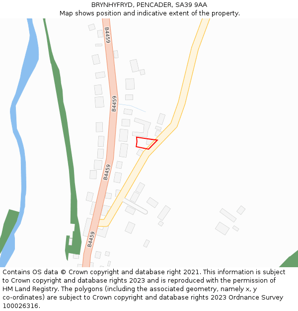 BRYNHYFRYD, PENCADER, SA39 9AA: Location map and indicative extent of plot