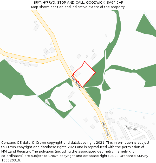 BRYNHYFRYD, STOP AND CALL, GOODWICK, SA64 0HP: Location map and indicative extent of plot