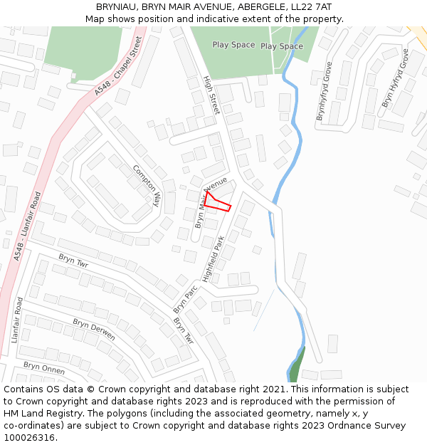 BRYNIAU, BRYN MAIR AVENUE, ABERGELE, LL22 7AT: Location map and indicative extent of plot