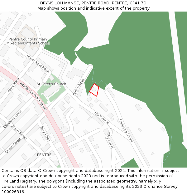 BRYNSILOH MANSE, PENTRE ROAD, PENTRE, CF41 7DJ: Location map and indicative extent of plot