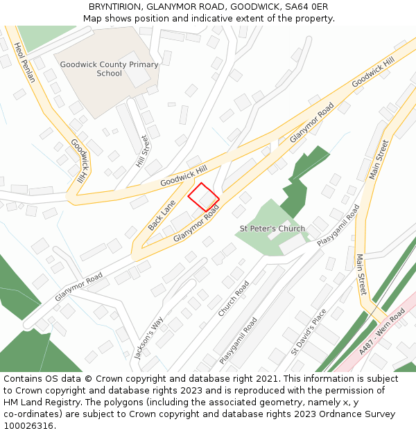 BRYNTIRION, GLANYMOR ROAD, GOODWICK, SA64 0ER: Location map and indicative extent of plot