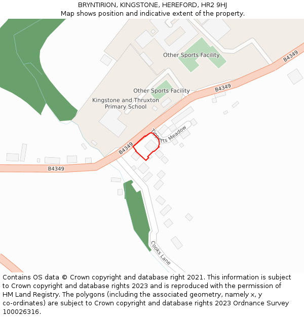 BRYNTIRION, KINGSTONE, HEREFORD, HR2 9HJ: Location map and indicative extent of plot