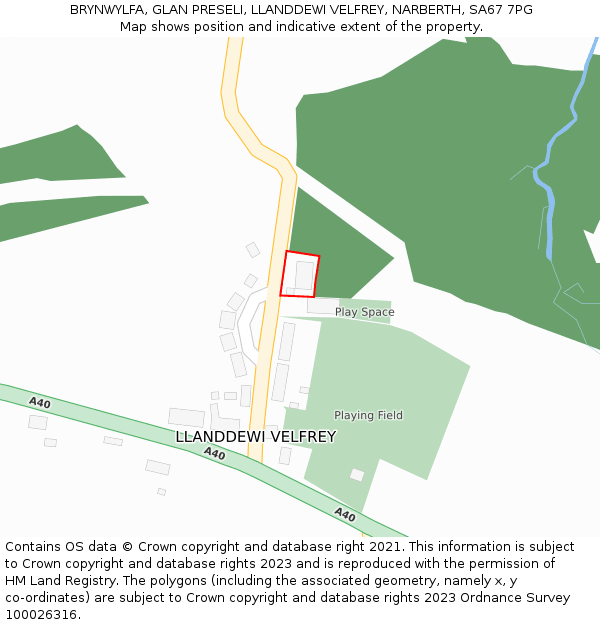 BRYNWYLFA, GLAN PRESELI, LLANDDEWI VELFREY, NARBERTH, SA67 7PG: Location map and indicative extent of plot