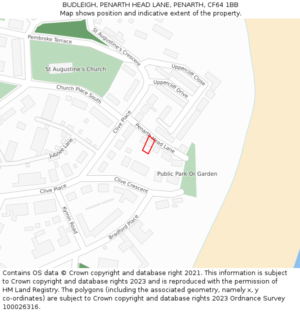 BUDLEIGH, PENARTH HEAD LANE, PENARTH, CF64 1BB: Location map and indicative extent of plot