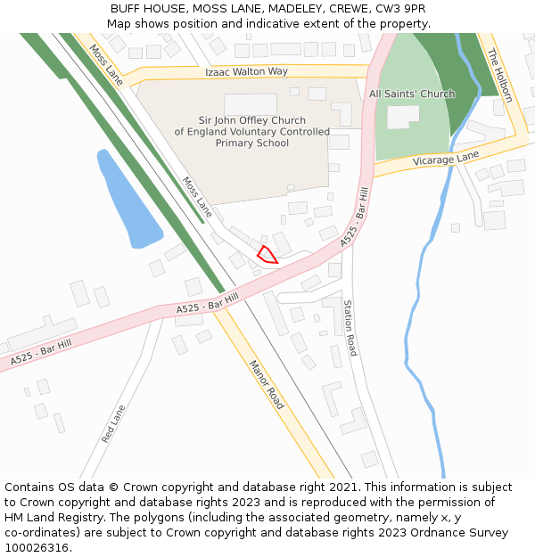 BUFF HOUSE, MOSS LANE, MADELEY, CREWE, CW3 9PR: Location map and indicative extent of plot