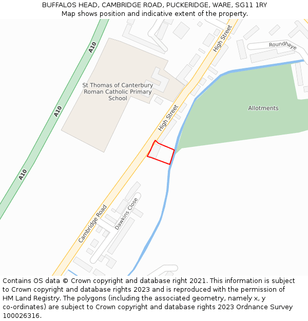 BUFFALOS HEAD, CAMBRIDGE ROAD, PUCKERIDGE, WARE, SG11 1RY: Location map and indicative extent of plot