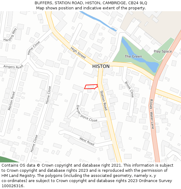 BUFFERS, STATION ROAD, HISTON, CAMBRIDGE, CB24 9LQ: Location map and indicative extent of plot