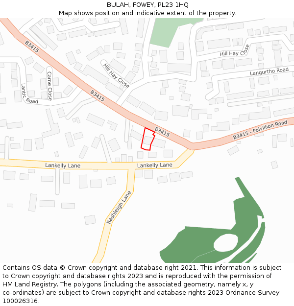 BULAH, FOWEY, PL23 1HQ: Location map and indicative extent of plot