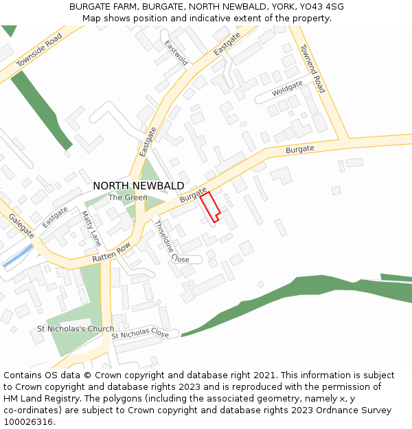 BURGATE FARM, BURGATE, NORTH NEWBALD, YORK, YO43 4SG: Location map and indicative extent of plot