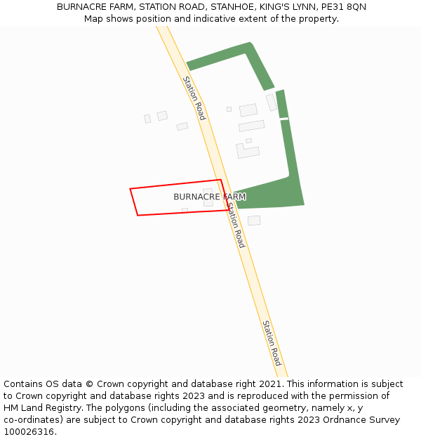 BURNACRE FARM, STATION ROAD, STANHOE, KING'S LYNN, PE31 8QN: Location map and indicative extent of plot