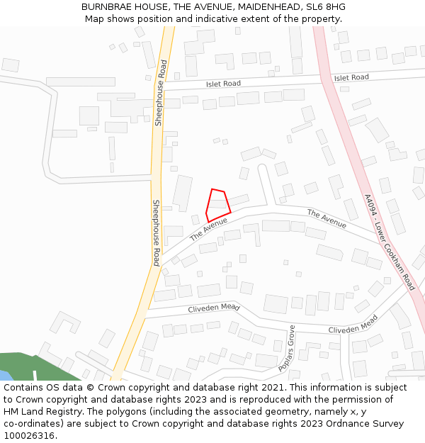 BURNBRAE HOUSE, THE AVENUE, MAIDENHEAD, SL6 8HG: Location map and indicative extent of plot