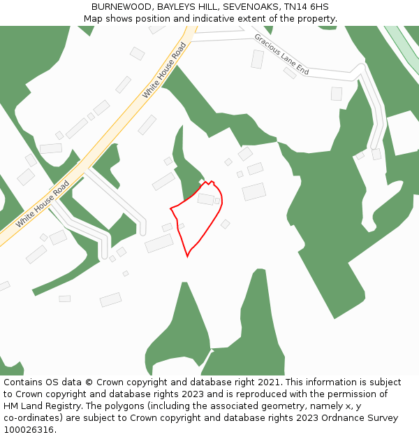 BURNEWOOD, BAYLEYS HILL, SEVENOAKS, TN14 6HS: Location map and indicative extent of plot