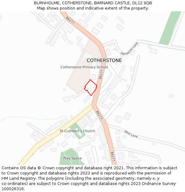 BURNHOLME, COTHERSTONE, BARNARD CASTLE, DL12 9QB: Location map and indicative extent of plot