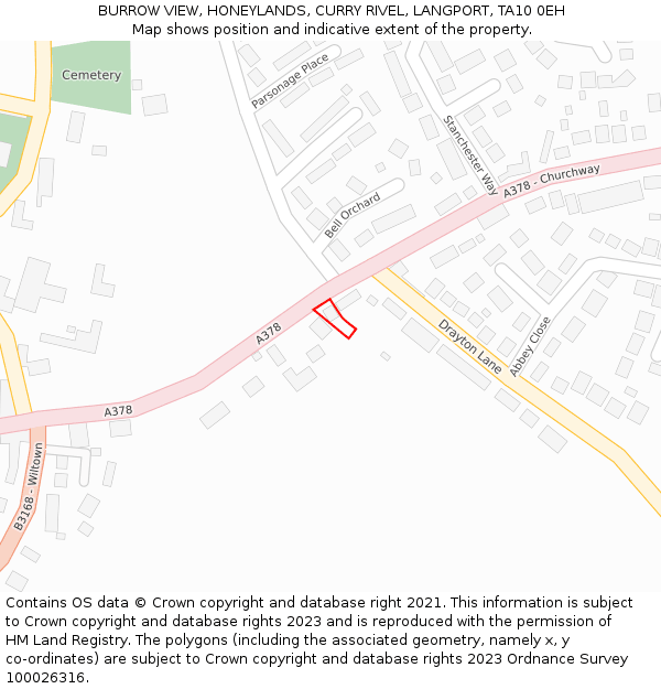 BURROW VIEW, HONEYLANDS, CURRY RIVEL, LANGPORT, TA10 0EH: Location map and indicative extent of plot