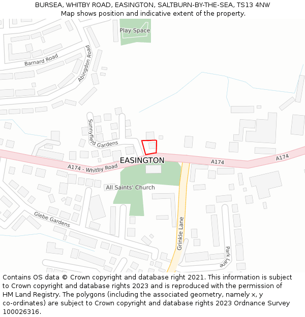 BURSEA, WHITBY ROAD, EASINGTON, SALTBURN-BY-THE-SEA, TS13 4NW: Location map and indicative extent of plot