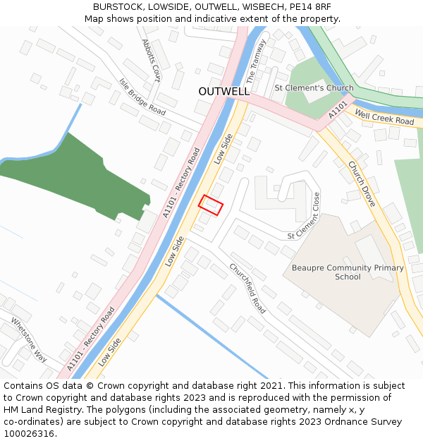 BURSTOCK, LOWSIDE, OUTWELL, WISBECH, PE14 8RF: Location map and indicative extent of plot