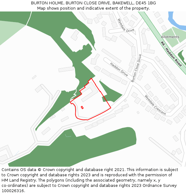 BURTON HOLME, BURTON CLOSE DRIVE, BAKEWELL, DE45 1BG: Location map and indicative extent of plot