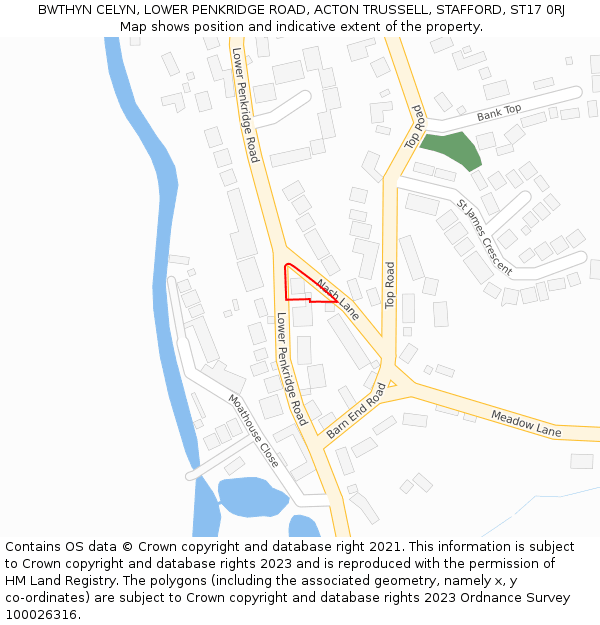 BWTHYN CELYN, LOWER PENKRIDGE ROAD, ACTON TRUSSELL, STAFFORD, ST17 0RJ: Location map and indicative extent of plot