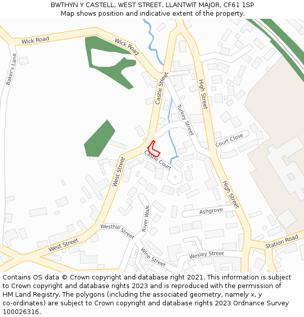 BWTHYN Y CASTELL, WEST STREET, LLANTWIT MAJOR, CF61 1SP: Location map and indicative extent of plot