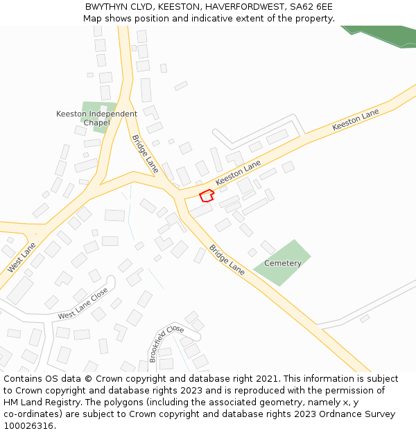 BWYTHYN CLYD, KEESTON, HAVERFORDWEST, SA62 6EE: Location map and indicative extent of plot