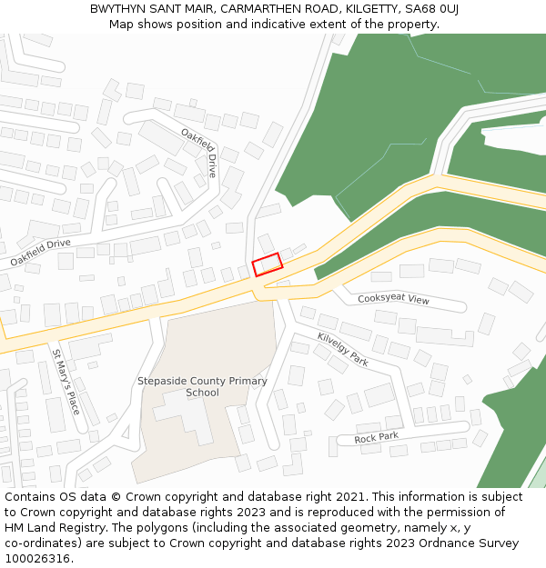 BWYTHYN SANT MAIR, CARMARTHEN ROAD, KILGETTY, SA68 0UJ: Location map and indicative extent of plot