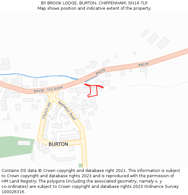 BY BROOK LODGE, BURTON, CHIPPENHAM, SN14 7LP: Location map and indicative extent of plot