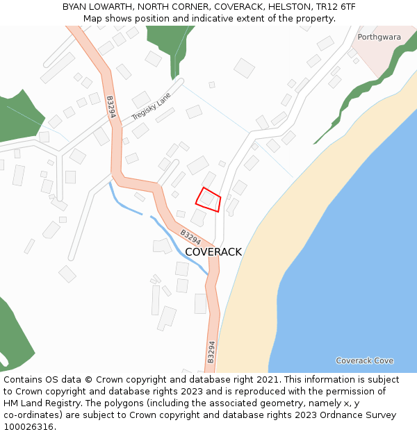 BYAN LOWARTH, NORTH CORNER, COVERACK, HELSTON, TR12 6TF: Location map and indicative extent of plot