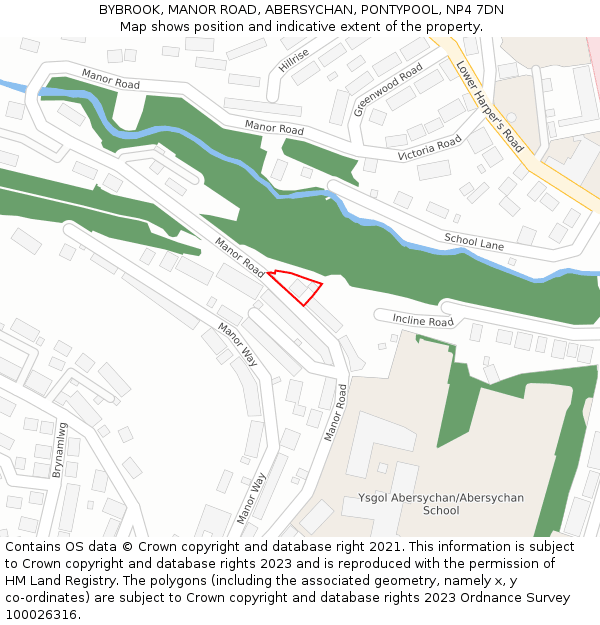 BYBROOK, MANOR ROAD, ABERSYCHAN, PONTYPOOL, NP4 7DN: Location map and indicative extent of plot