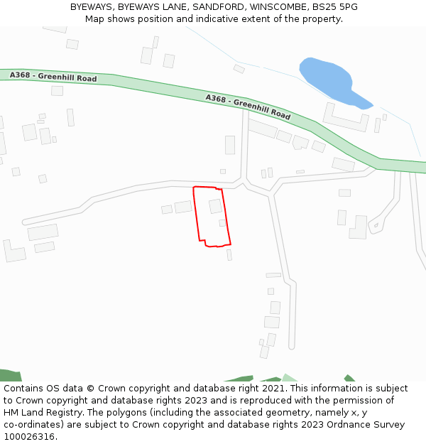 BYEWAYS, BYEWAYS LANE, SANDFORD, WINSCOMBE, BS25 5PG: Location map and indicative extent of plot