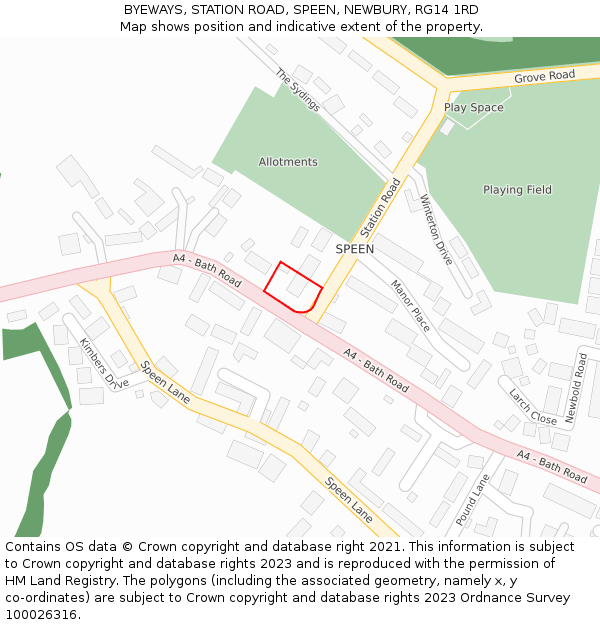BYEWAYS, STATION ROAD, SPEEN, NEWBURY, RG14 1RD: Location map and indicative extent of plot
